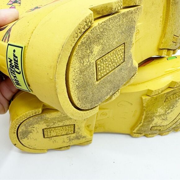 Western Chief Yellow In the Garden Print Mid-Calf Rubber Rain Boots Sz 8 - Picture 9 of 14